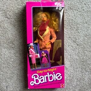 Vintage 1984 Barbie Day-to-Night Doll in Pink and White